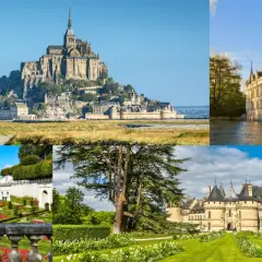 Mont Saint-Michel y otros castillos icónicos de la ruta de los castillos Francia, con jardines y paisajes impresionantes.