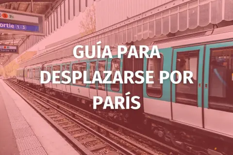 Guía para moverse por París. Un tren del metro parisino espera en la estación, listo para llevarte a explorar la ciudad.