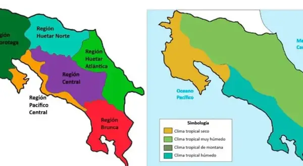 Mapas de Costa Rica con regiones y climas. Ideal para planificar la mejor época para viajar a Costa Rica.