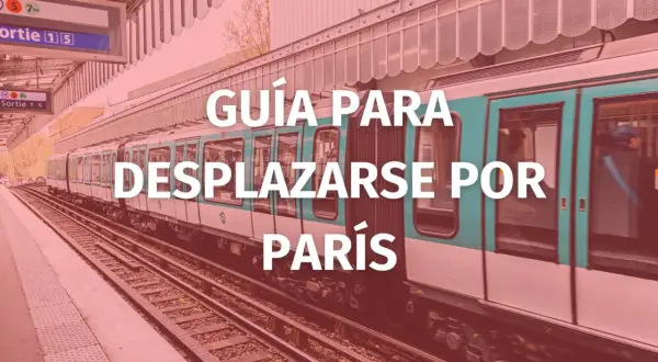 Guía para moverse por París. Un tren del metro parisino espera en la estación, listo para llevarte a explorar la ciudad.
