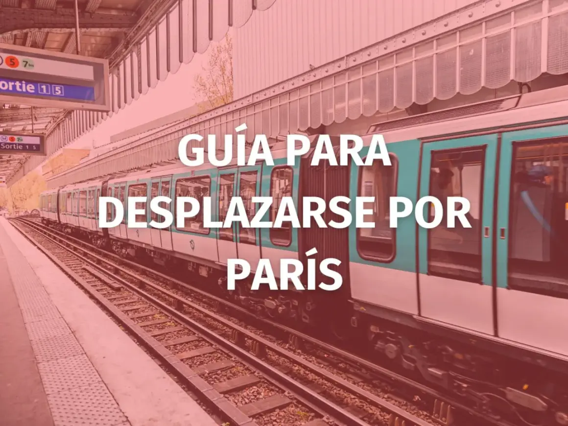 Guía para moverse por París. Un tren del metro parisino espera en la estación, listo para llevarte a explorar la ciudad.