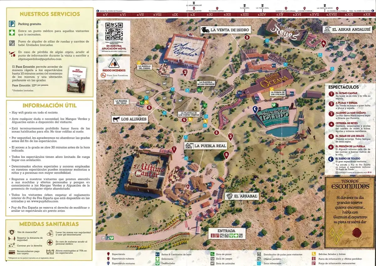 Mapa de Puy du Fou Espa&ntilde;a. Encuentra d&oacute;nde comer y disfrutar de espect&aacute;culos como 