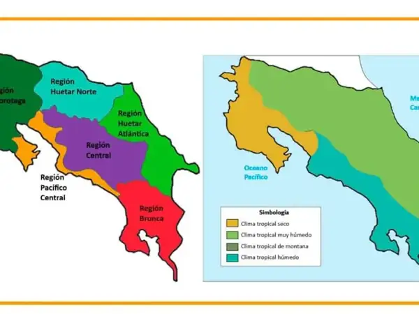 Mapas de Costa Rica con regiones y climas. Ideal para planificar la mejor época para viajar a Costa Rica.